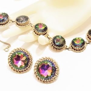Vintage Schiaparelli Rivoli Bracelet Earrings Set